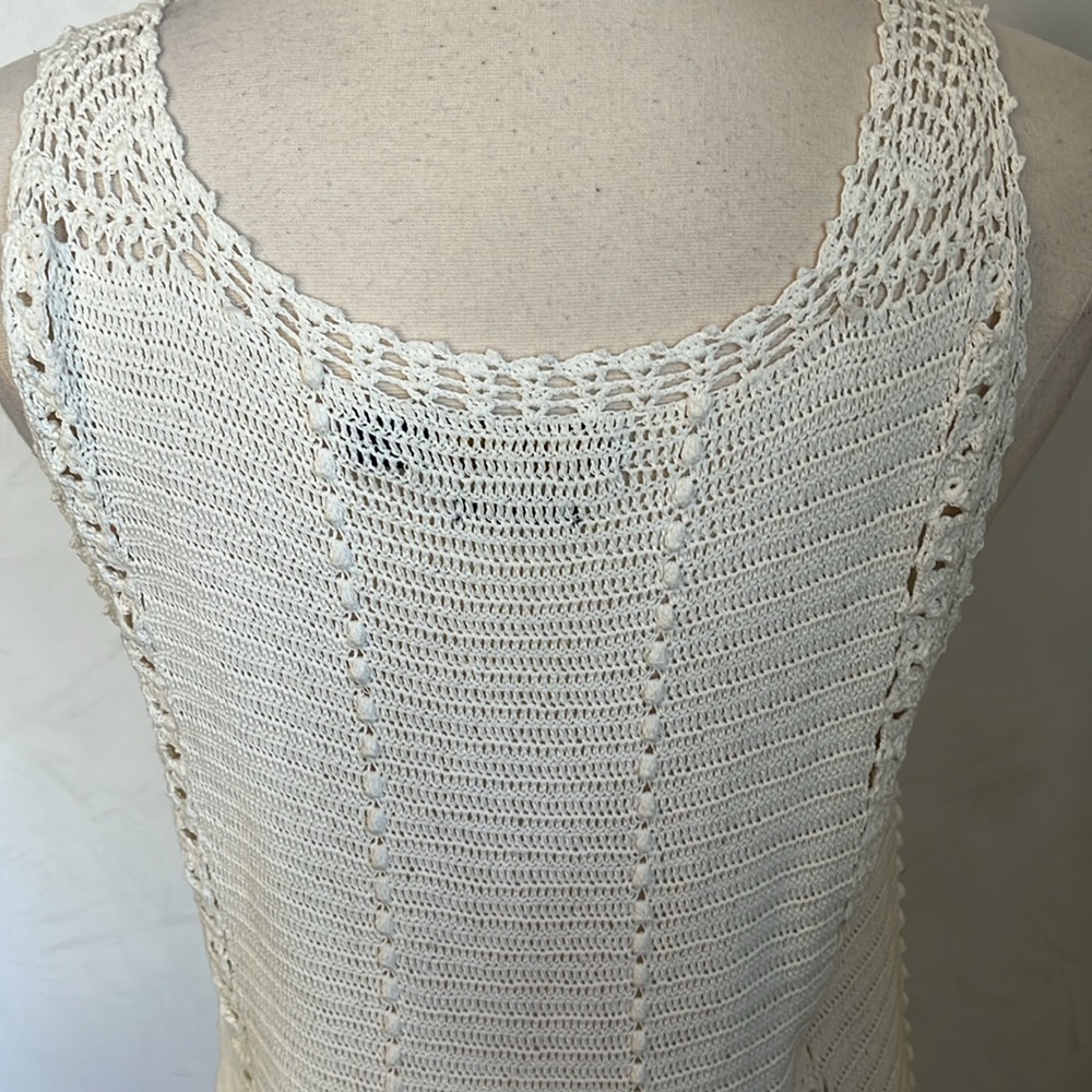 Polo Ralph Lauren Ivory Hand crafted Crochet Romantic Dress ruffle hem Size XL - Picture 12 of 17